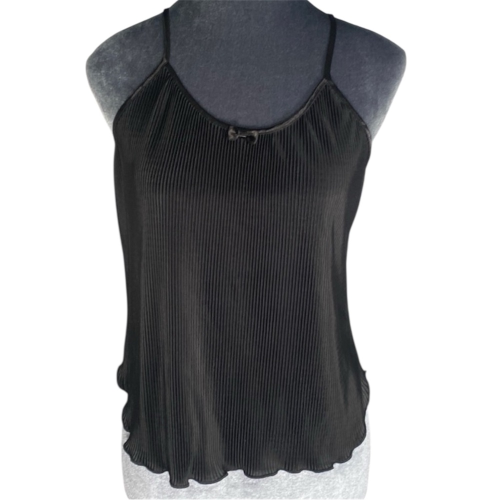Y2K Girly Black Ribbed Cami with Bow